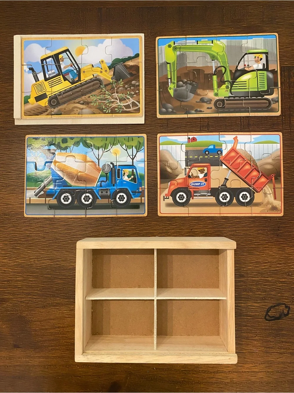 Melissa & Doug Bundle of Four 4 in 1 Wooden Jigsaw Puzzles with slider lids
